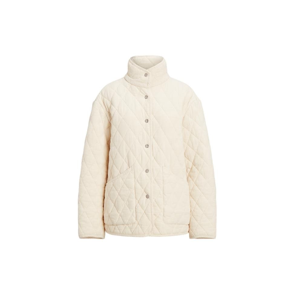 

Polo Ralph Lauren Solid Color Quilted Stand Collar Mid-Length Loose Thick Cotton Coat Women coats Beige WMPOOTWN2820262-101 S