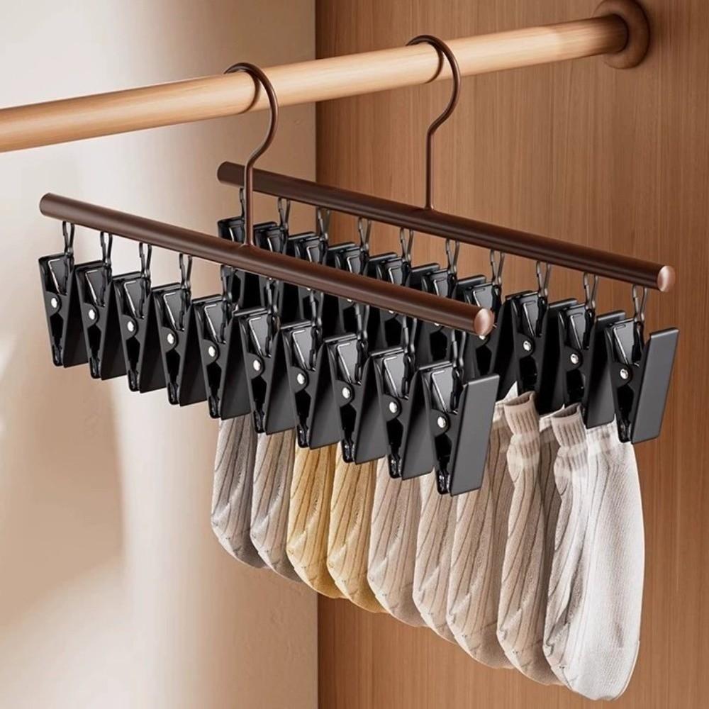 Wooden Wooden Storage Rack 10 Clips Socks Hanging Rack No Trace Drying Rack  Wardrobe Storage