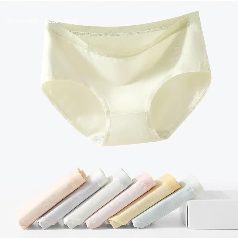 Qianfeili Women's 7A Antibacterial Cotton Mid-Waist Briefs 7-Pack