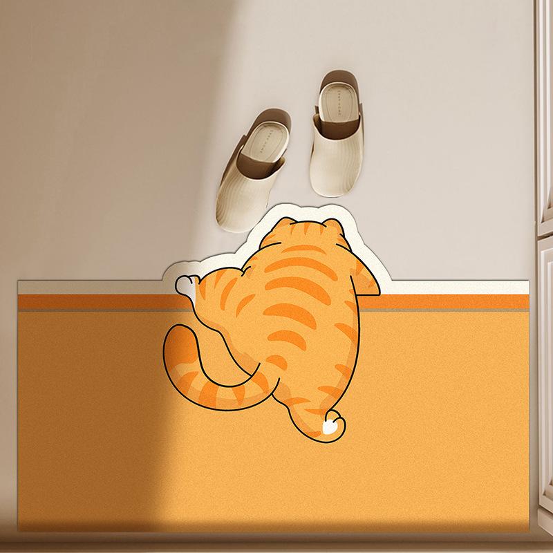 Cartoon Diatom Mud Mat Bathroom Moisture-wicking Quick Drying Slip-resistant Mat Toilet Door Carpet Toilet Washless Foot Mat