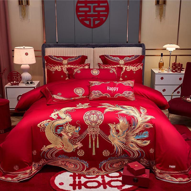 Свадебный 8-предметный комплект постельного белья Lilang Premium из длинноволокнистого хлопка