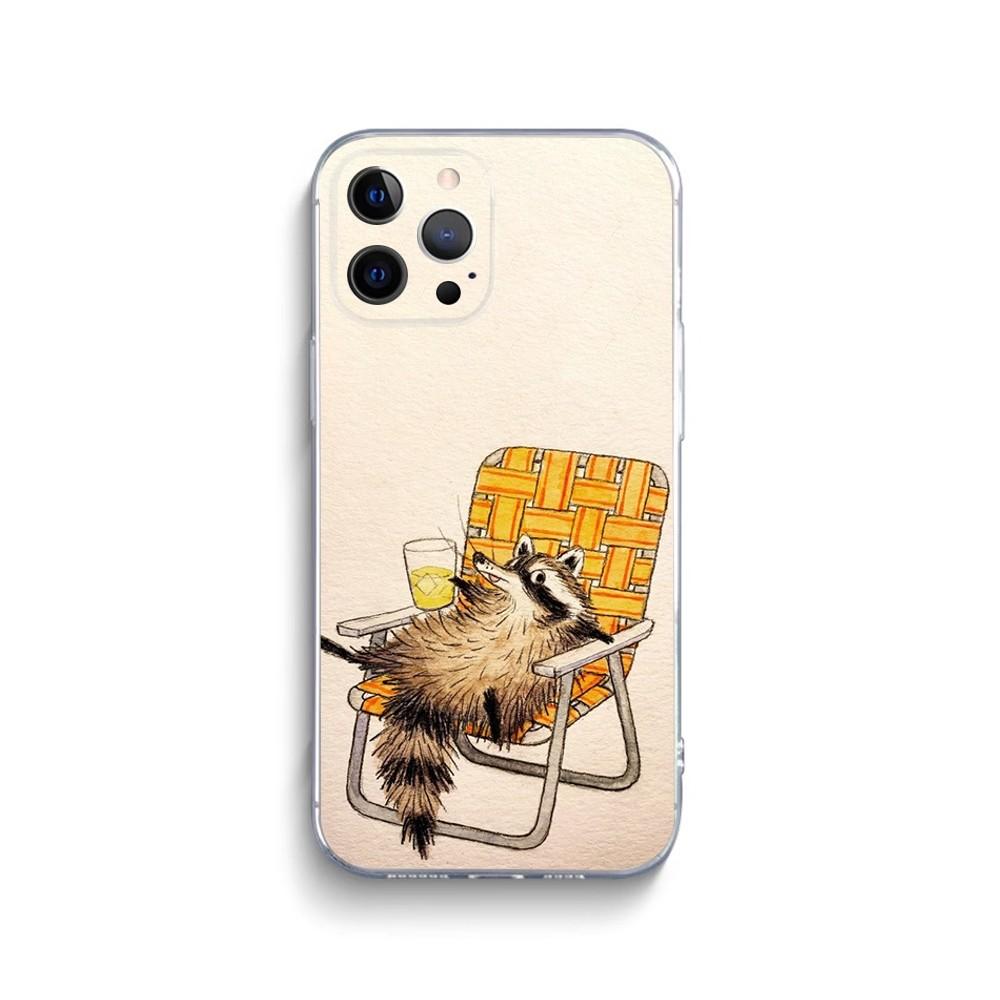 

Animal Raccoon Phone Case For iPhone 15,14,13,12,11 Plus,Pro,Max,XR,XS,X,7,8 Plus,SE,Mini Transparent Silicone Soft iPhone13