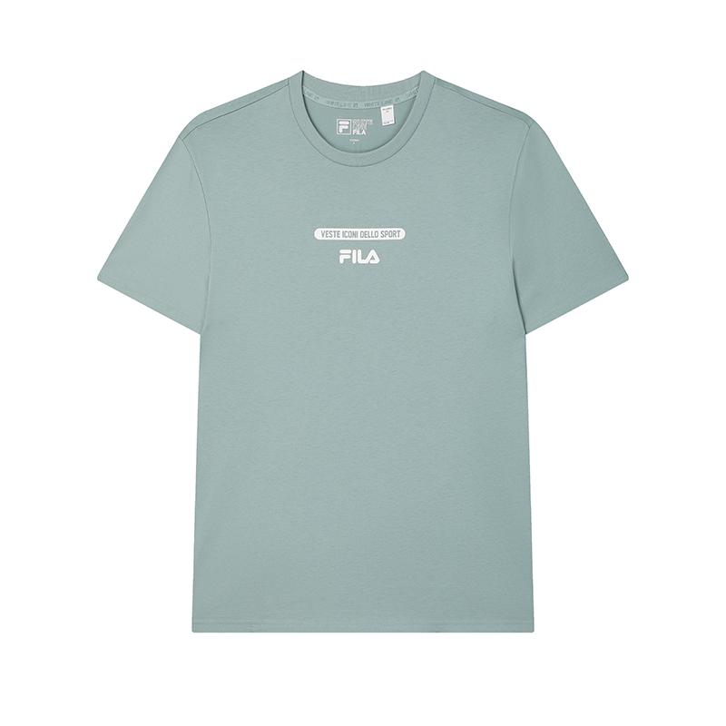 FILA Fashion Casual Knitted Short Sleeve T-Shirt Men tops Ice-Green Blue F11M519104FLG