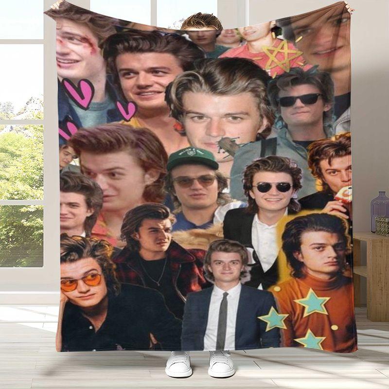 Famous Joe Keery Actor Flannel Blanket,Ultra Soft Warm Plush Throw for Home Bedroom Bed Sofa Cover Office Camping Picnic Gift