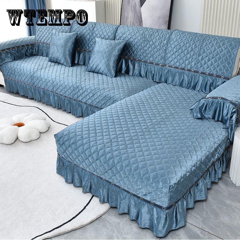 Luxury Golden Velvet Sofa Cover for Living Room Solid Color Dirt-proof Sofa Cover Elastic Protect Cushion 1-3 Seats Sofa Towel