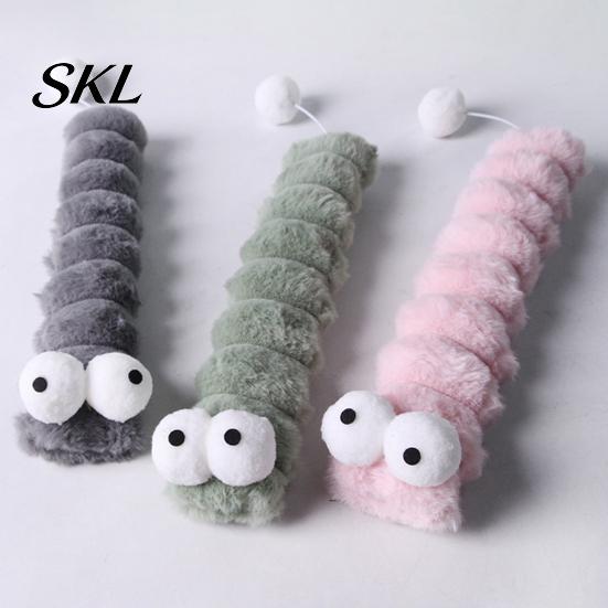 Cat Chew Toy Plush Caterpillar Toy, Stuffed Kitten Kicker with Tail Ball for Biting Kicking Shaking Fun Interactive Soft