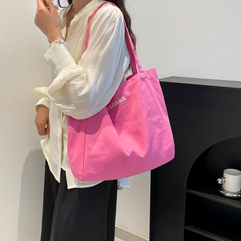 2025 new ins commuter color niche large-capacity student canvas bag simple daily back leisure tote bag