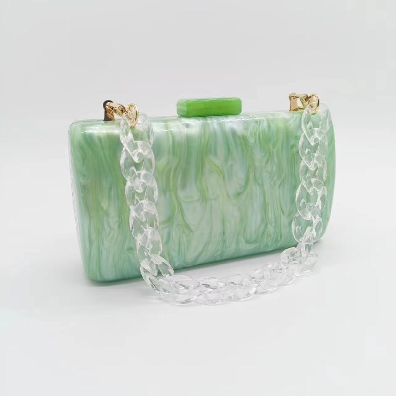 

New Chain Crossbody Hangbag Clutch Acrylic Marble Pattern Shoulder Evening Bag Party Women s Cosmetic Designer Luxury Purse Tote 19x10x6cm светло-зеленый