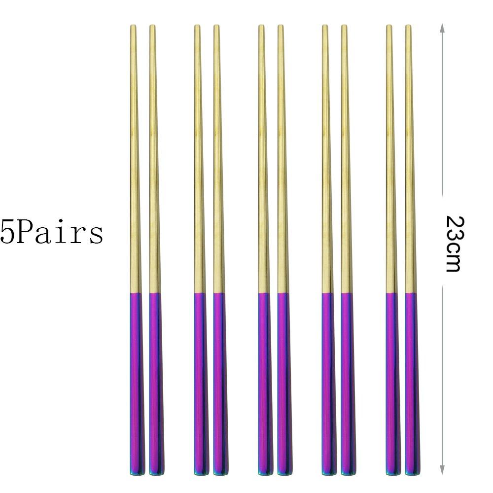 Yemek takımı 5 Çift Paslanmaz Çelik Çubuklarını Metal Suşi Sofra Gümüş Çin Yemeği Düğün Ev Festivali Malzemeleri