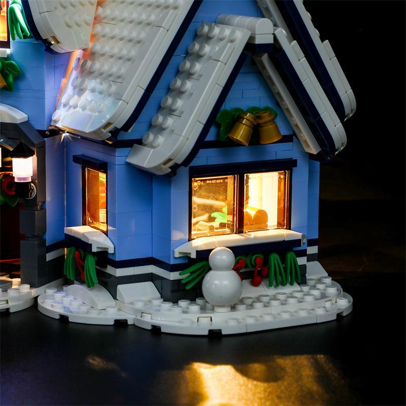 Gör-det-själv LED-belysningskit för LEGO Icons 10293 Jultomtens Besök Byggklossleksak Dekoration Justerbara Belysningstillbehör