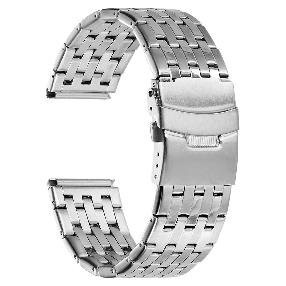 

20mm 22mm Stainless Steel Watch Strap Metal Folding Buckle Watch Bracelet for Omega Business Quick Release Replacement Watchband 22mm срібний