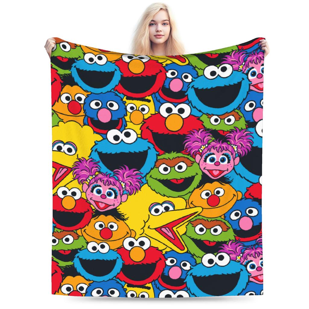 Red Dancing Elmo Pattern Sesame Street Wool Blankets  Novelty Throw Blankets for  Sofa Bedding Lounge 125*100cm Bedspread