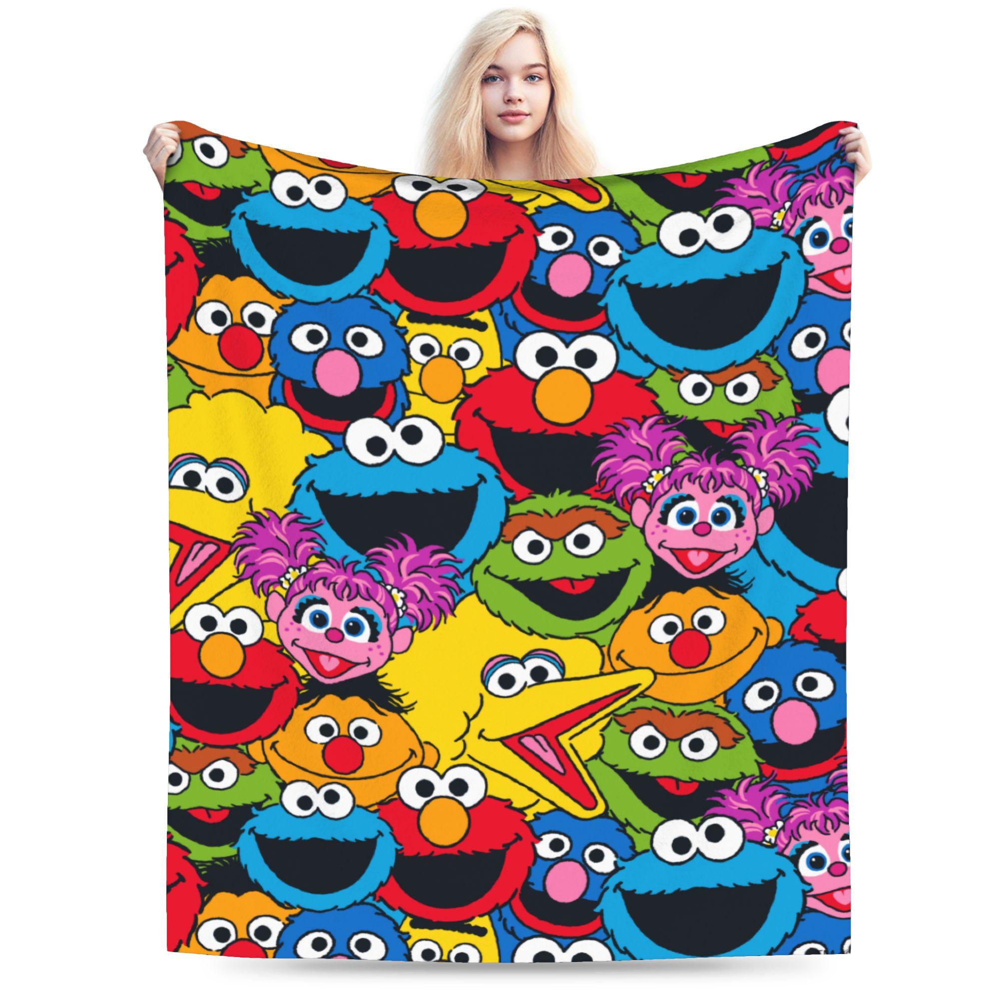 

Sesame Street Character Eyes Pattern Blankets Flannel Super Warm Throw Blanket for Outdoor Travel Bedspread 130x150cm