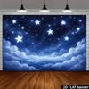 2D Plane Dreamy Cloud Sea Starry Sky Background Fabric with a Large Pentagram Pattern Starry Cloud Sea Scene Polyester Fiber