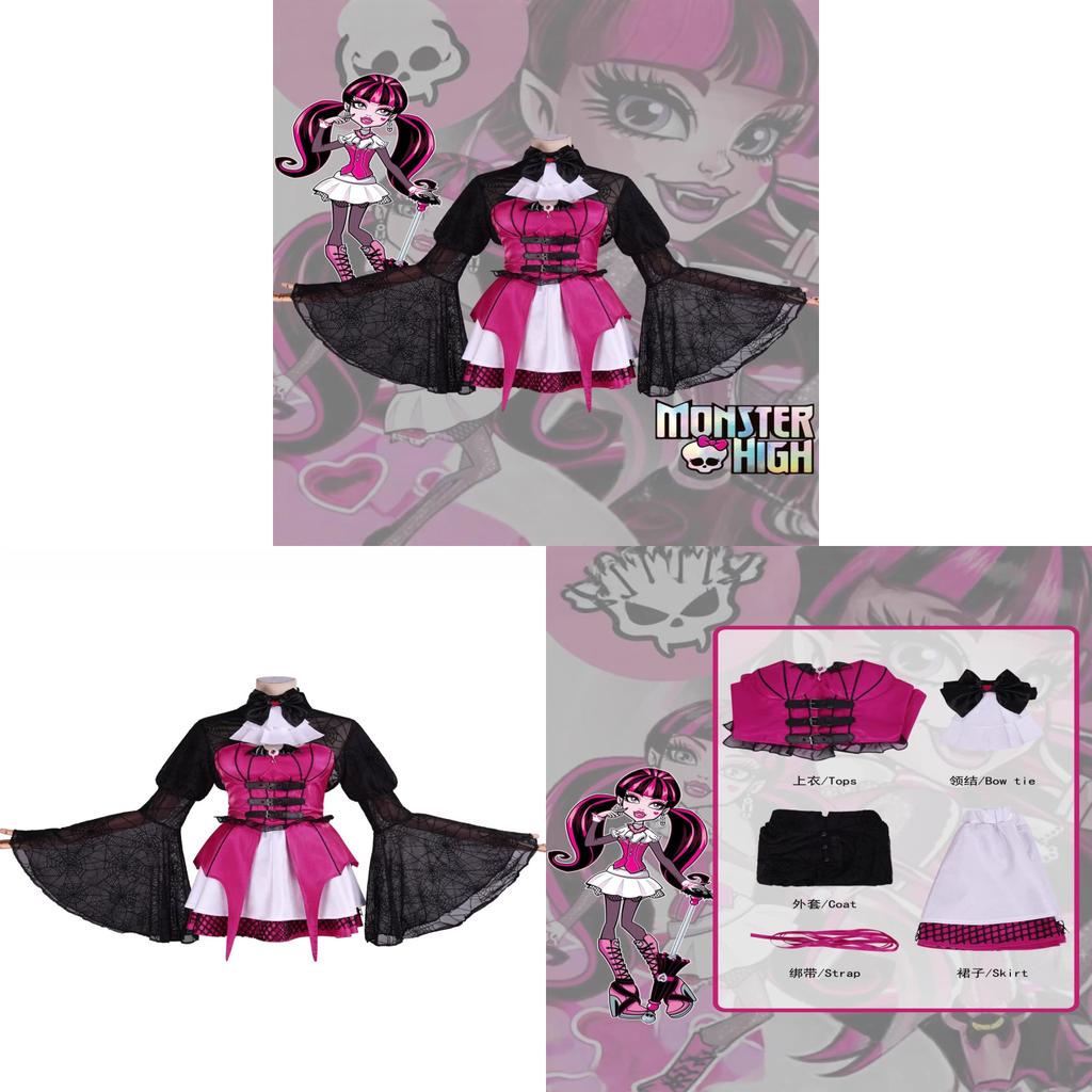 Monster High Draculaura Cosplay Costume For Halloween Vampire Lolita Short Skirt For Women