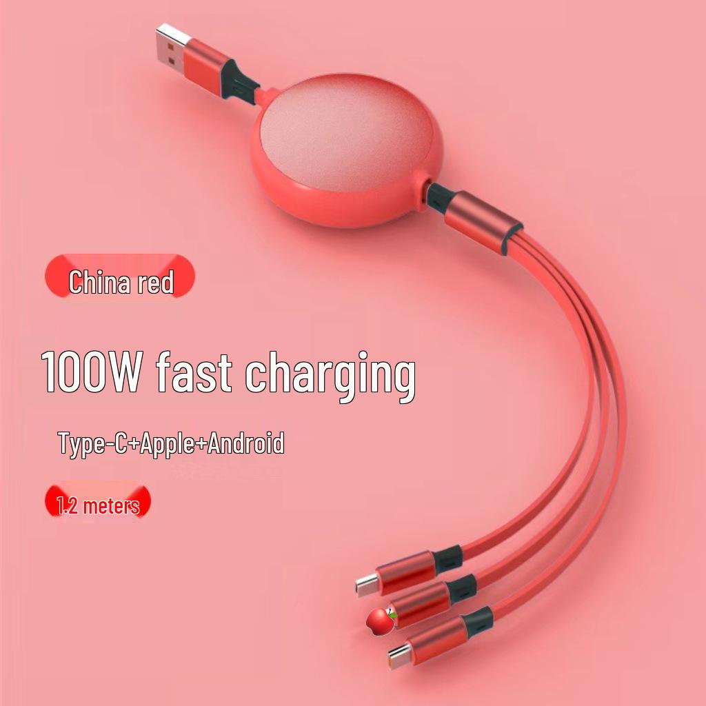 100W Type-C 3-in-1 Fast Charging Cable for Huawei, Android, and Apple Devices