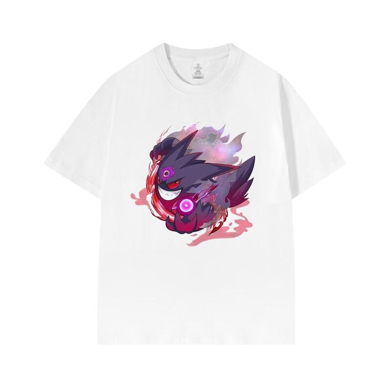 Pokémon Anime Gengar Printing Oversized Cotton Tshirt Men and Women Comfortable Fashion Y2K Childrens Clothing Summer Tshirt