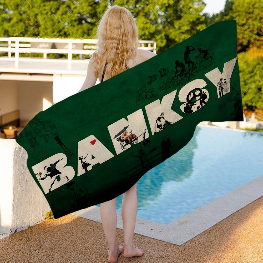 Banksy Graffiti Beach Towel Colorful Bath Towels for Girl Microfiber Quick Dry Custom Sand Free Beach Yoga Spa Gym Pool