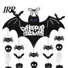 Wall Hanging Bat Set Happy Halloween Door Sign, Spooky Skull Spider Paper Outdoor Celebration Decor Ornament, Large Hanger for Party Supplies