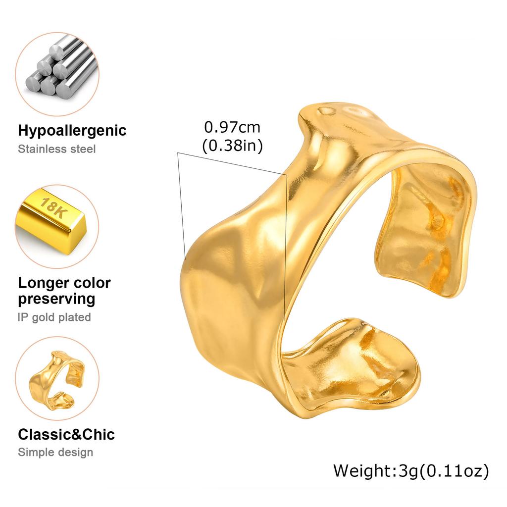 Vnox Gold Plated Stainless Steel Rings For Women, Flowers Butterfly Irregular Shaped Finger Rings Aesthetic Jewelry Wholesale