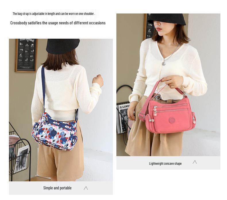 Stylish Mid-Aged Women’s Waterproof Nylon Crossbody Bag with Multiple Compartments