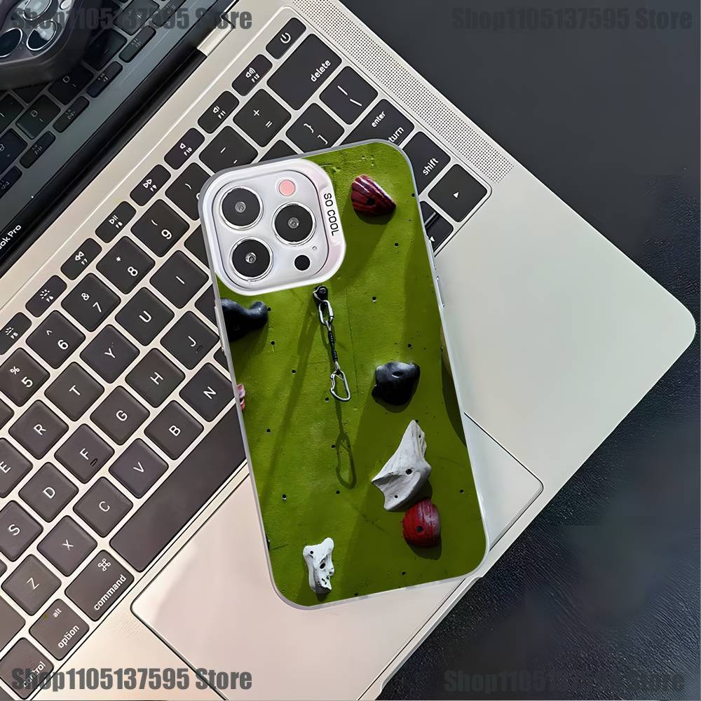Rock Climbing Wall Phone Case For iPhone 17,16,15,14,13,12,11,Pro,XS,Max,Plus,Mini,SE4,E White Matte Shockproof Cover