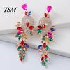 Long Earrings 1 Pair Dangle Geometric Faux Crystal Women Jewelry Elegant Drop for Wedding