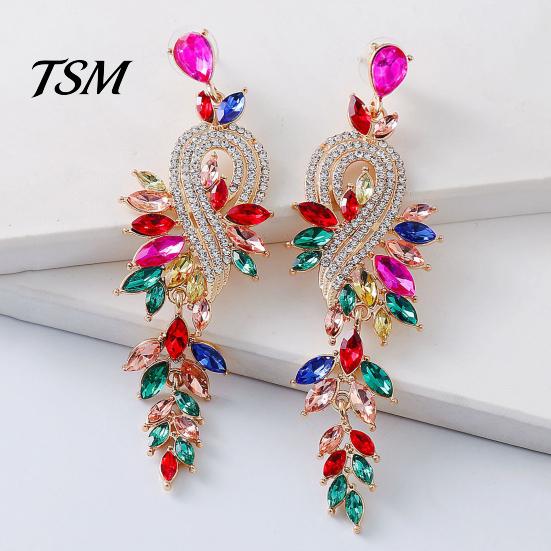 Long Earrings 1 Pair Dangle Geometric Faux Crystal Women Jewelry Elegant Drop for Wedding