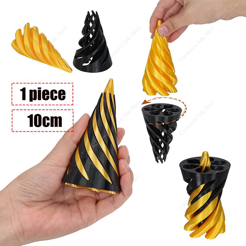 3D Printed Spiral Cone Impossible Pyramid Passthrough Fidget Toys Kids Sculpture Pass Through Vortex Thread Decompression Dolls