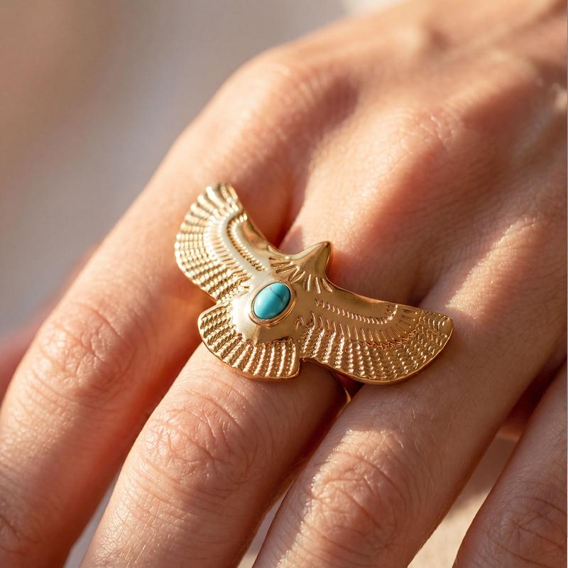 Stainless Steel Eagle Adjustable Finger Rings for Women Punk Gold Color Non Fading Ring Gothic Hip-Hop Waterproof Jewelry Gift