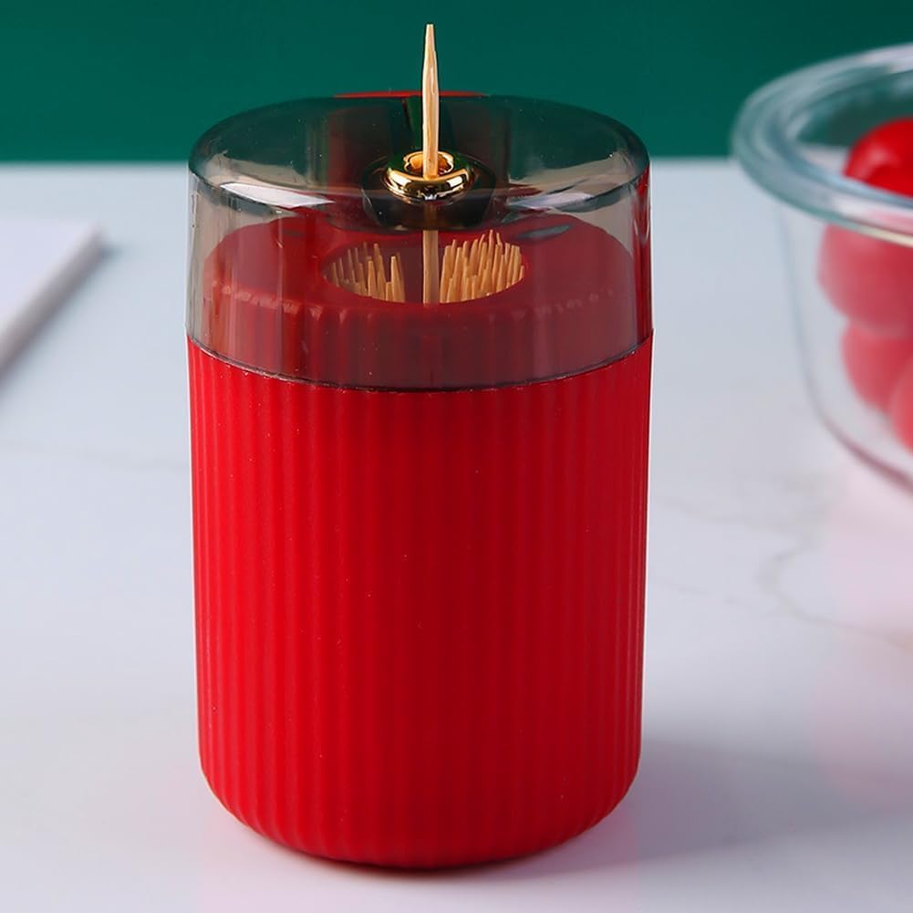 1pc Automatic Toothpick Dispenser Holder, Pop-Up Plastic Toothpick Box for Swab Jar and Dental Floss for Home Bathroom or Kitchen Storage and