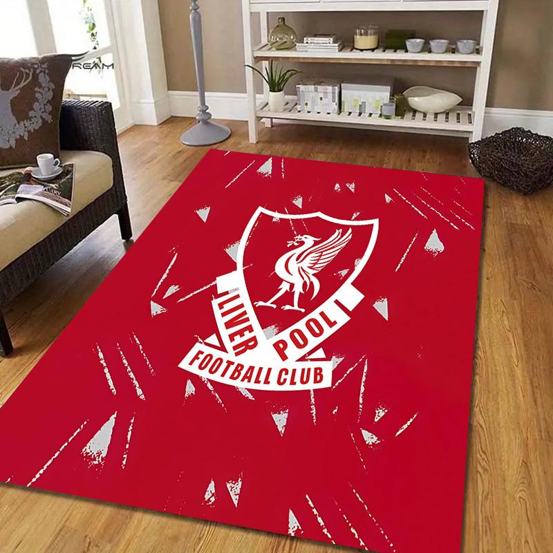 Liverpool Football Club Flanellmuster Quadratischer Teppich, Läufer, Teppich für Wohnzimmer Schlafzimmer Sofa Spielzimmer Dekor, Rutschfeste Fußmatte