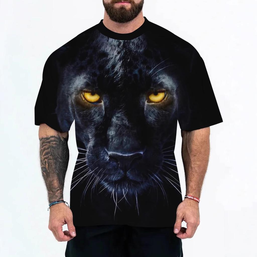 Summer Round Neck 3D Animal Patterns Print Top Fashionable Casual Short Sleeved Men's T-shirts