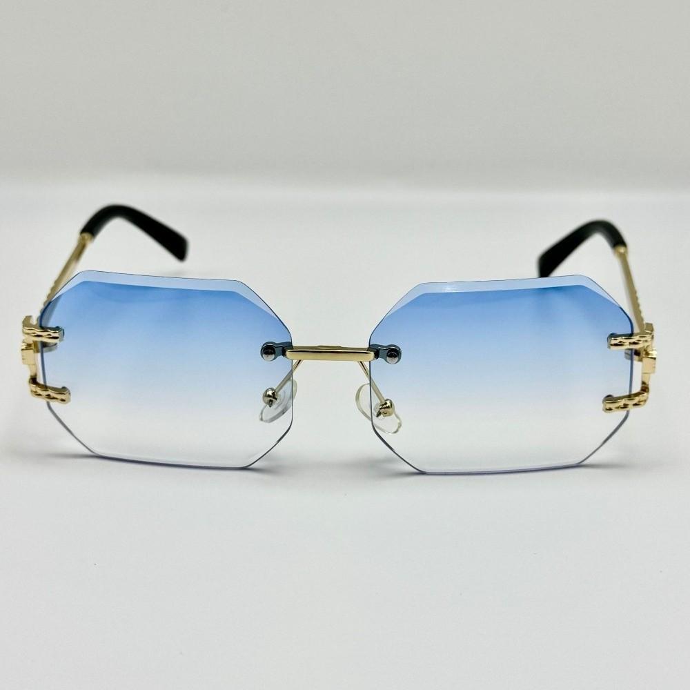 Vintage Rimless Sunglasses Hip Hop Style Pc Frame Unisex Sunglasses Uv400 Protection Polygon Design Trendy Sunglasses Unisex