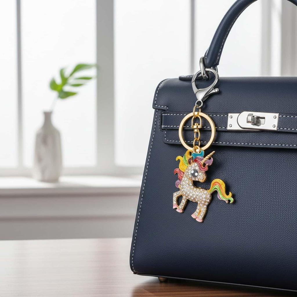 PYNASA Rhinestone Unicorn Keychain for Women, Cute Unicorn Animal Key Holder Accessory, Gift for Car, Backpack, Bag, Tag, Charm, Rainbow