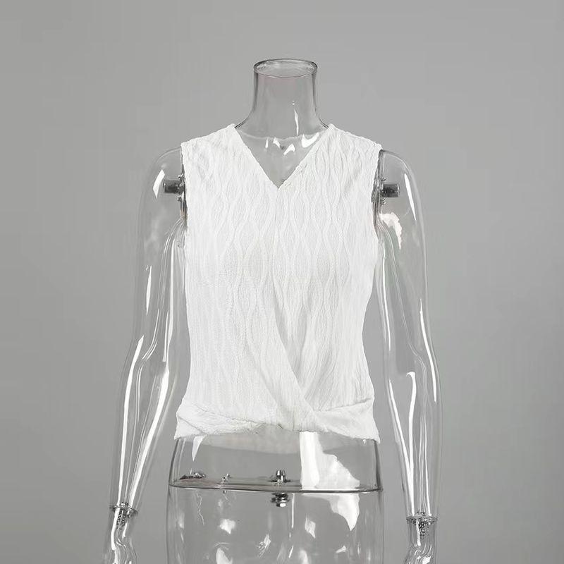

Fashion Style New Sexy Stylish Knitting Sleeveless V Neck Jacquard Vest Knitted Jacquard Vest White S
