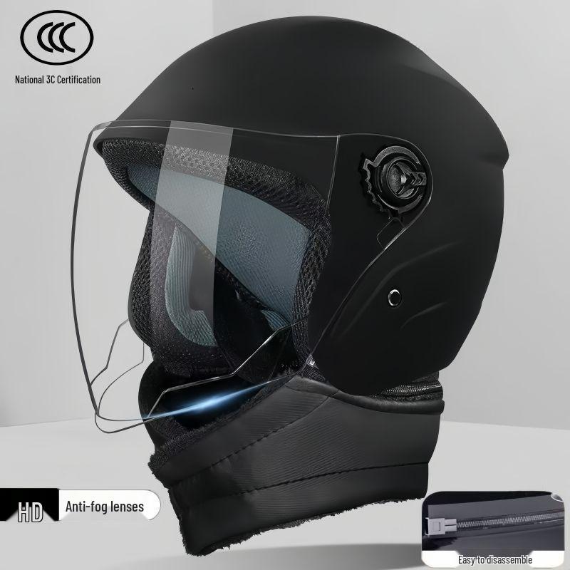 

Universal 3C Certified Half Helmet with Anti-fog and Warmth Features for Men and Women - Safe for All Seasons White - No Neck Guard