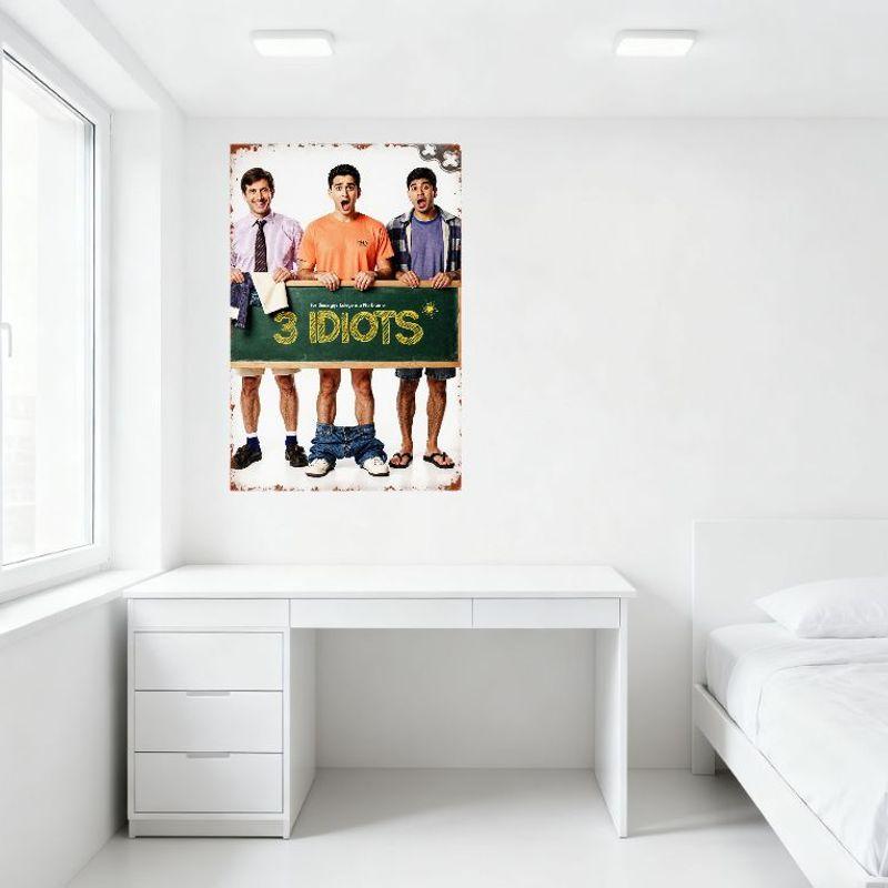 3 Idiots Movie Metal Tin Sign Vintage Comedy Film Poster for Bar Club Cafe Man Cave Home Decor