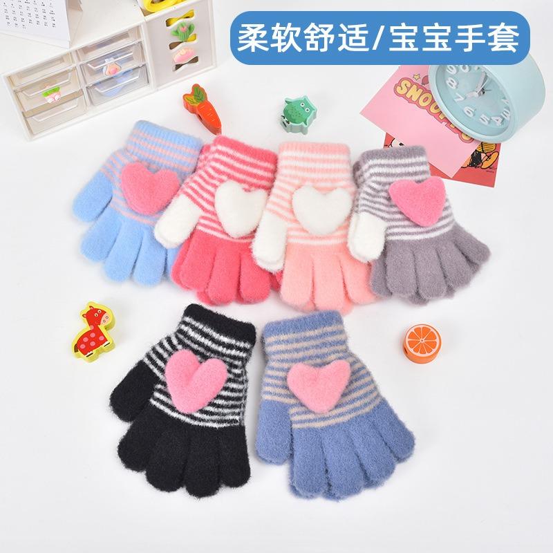 Children's gloves, boys and girls five-finger gloves, children's autumn and winter warm and antifreeze sub-finger cartoon cute