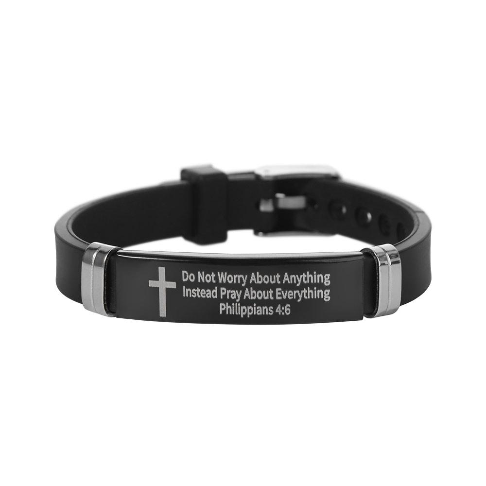 Cross Design Inspirational Quote Bracelets Silicone Material Bible Verse Christian Bracelet ID Wristband
