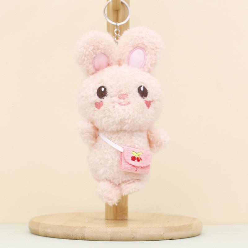 Adorable Plush Bunny Keychain White Bag Bunny Short Plush Stuffed Animal Toy
