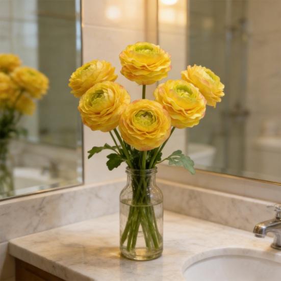 2-Head Artificial Flower UV Resistant Realistic Fake Silk Flower Wedding Party Indoor Outdoor Garden Faux Flower Decoration