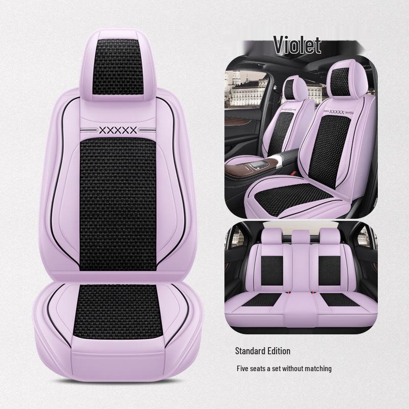 BS38 Ice Silk Leather All-Season Car Seat Cushion - Universal Fit for SUV, Sedan, Pickup, Off-Road Vehicle.
