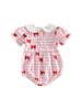 Toddler Girls Ruffle Sleeve Floral Print Romper Bowknot Decorated Round Neck Jumpsuit Summer Outfit for Infants