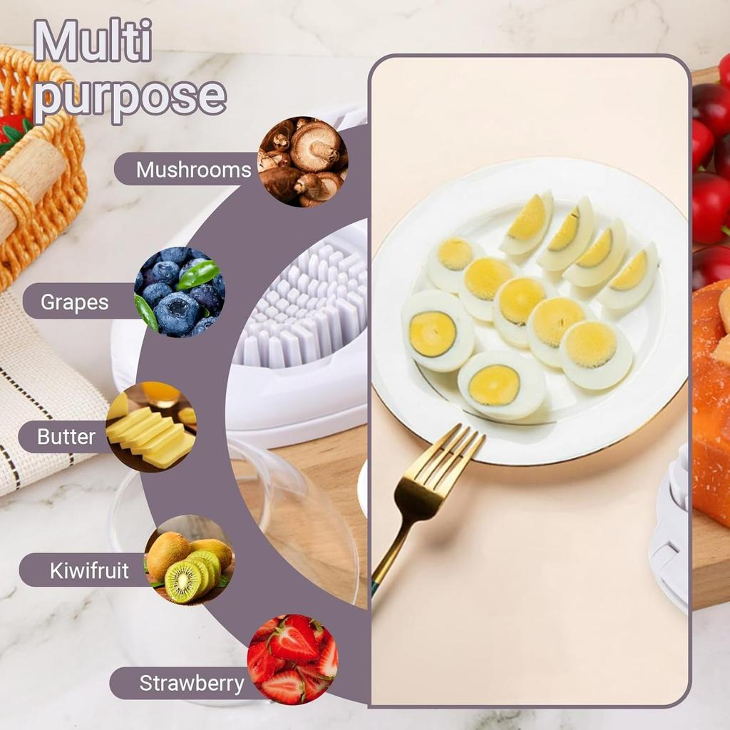1 Pcs Heavy Duty Egg Slicer with 3 Cutting Modes,Stainless Steel Egg Cutter for Hard Boiled Eggs,Strawberry,Grape,Mushroom,Kitchen Dicer Tool