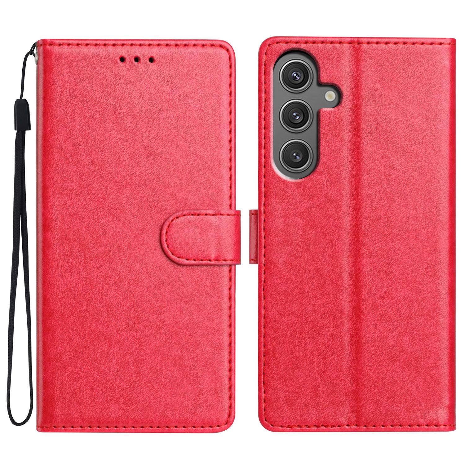 

For Samsung Galaxy M36 5G Leather Case Wallet Stand Phone Cover with Handy Strap Rose