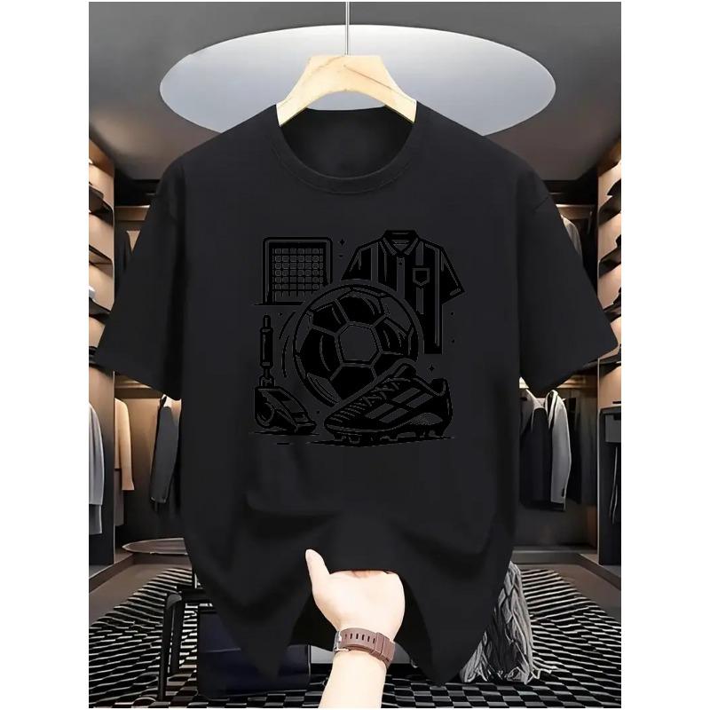Trendiges Modisches Herren-Fußballausrüstungs-Print Kurzarm-T-Shirt Lässig Sportlich Tägliche Kleidung, Oberteile, T-Shirt