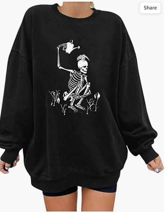 Halloween Printed Round Neck Long Sleeve Hoodie