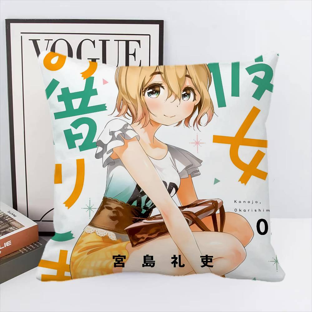 Kanojo Okarishimasu Anime Pillow Case Square Pillow Bedroom Sofa Leisure Comfort Cushion Car Home Decoration