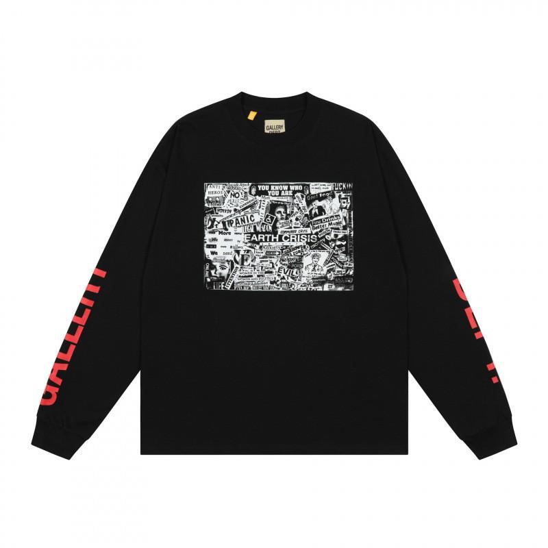 T-shirt da uomo oversize a maniche lunghe in cotone con stampa grafica, top casual streetwear